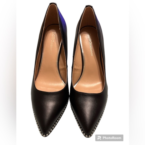BCBG NWOT Hawti Black Silver Stud Heels/Pumps Closed Pointed Toe - Picture 1 of 2
